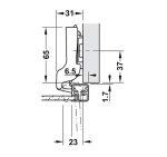 Bản Lề Hafele Metalla Sm 110° Cho Cửa Khung Nhôm, đóng Giảm Chấn Lắp Trùm Nửa