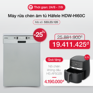 Máy Rửa Bát âm Bán Phần Bề Mặt Thép Không Gỉ Hdw Hi60c